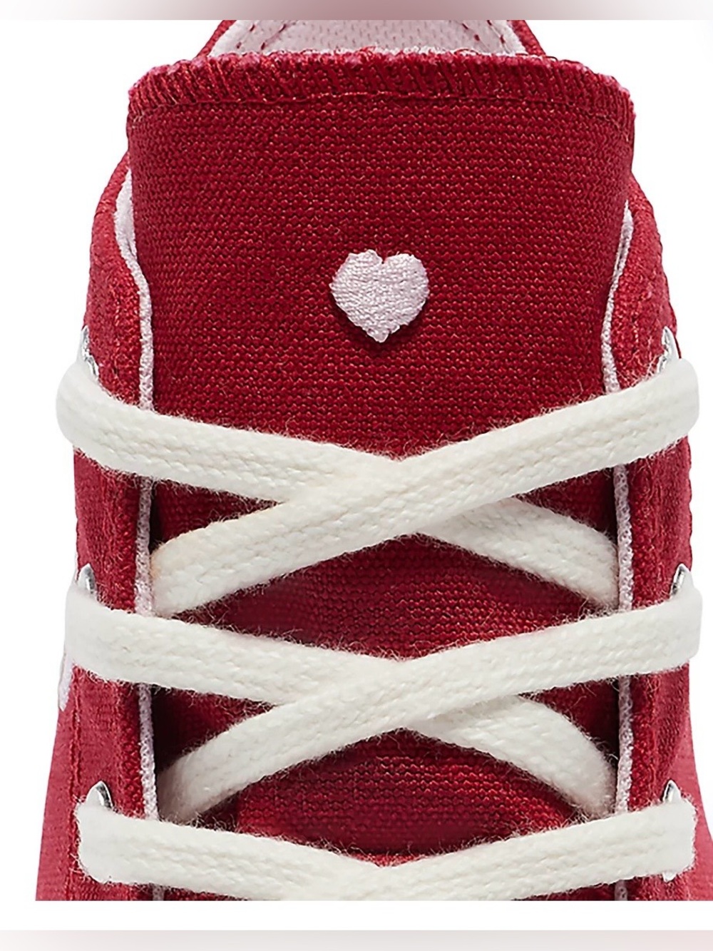 NIB Converse Girls Red High-Top Canvas Sneakers Hearts 7 big girls - Picture 6 of 7